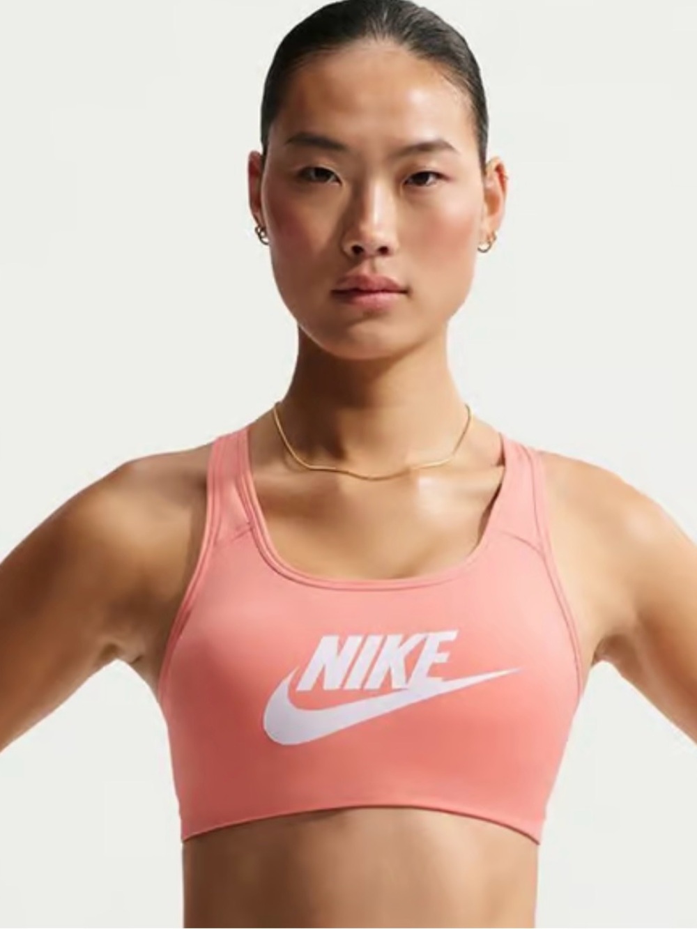 Nike Classic Swoosh Futura Women’s Large Apricot Agate Sports Bra Unpadded NWT
